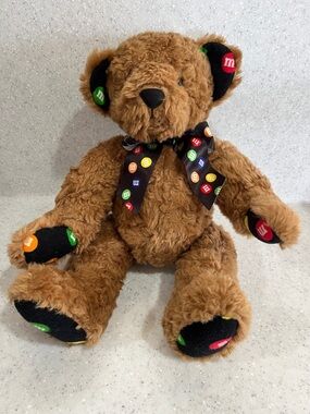 M&M’s Mars Candy Advertising TEDDY BEAR Plush W/Jointed Legs Approx 14.5”
